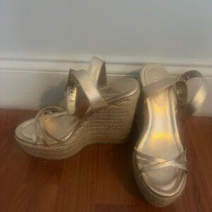 Schutz Gold Wedges - 7.5